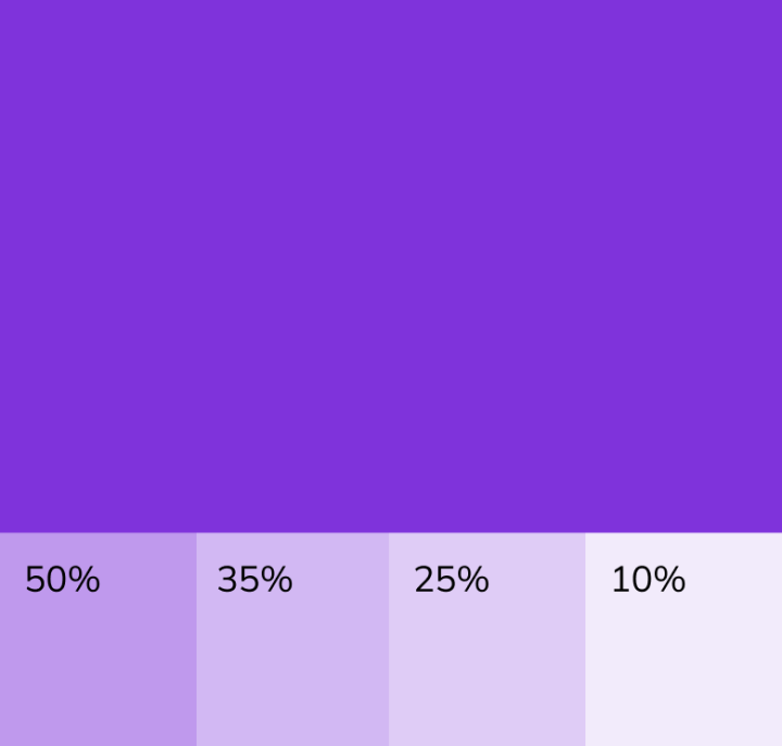 Colour swatch showing opacity 50–10%