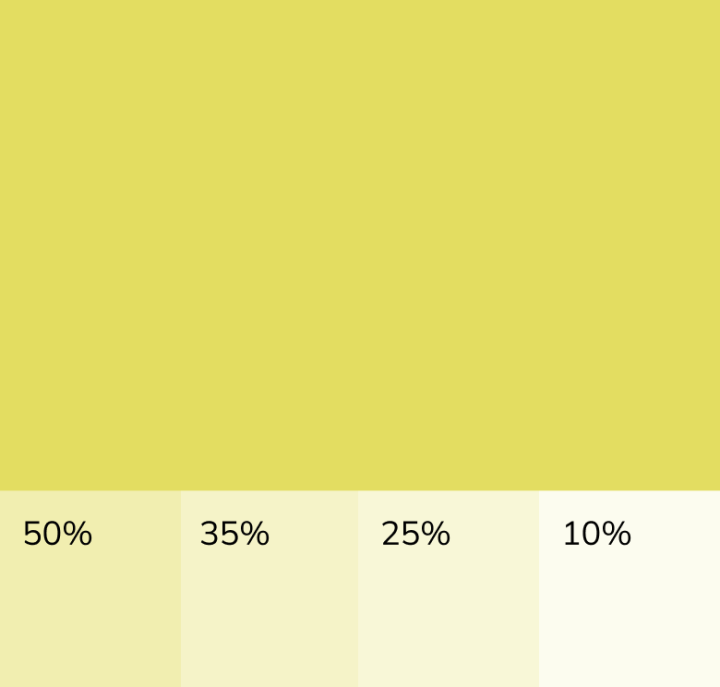 Colour swatch showing opacity 50–10%