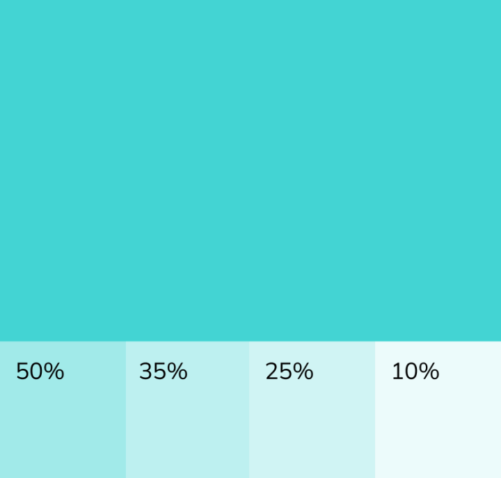 Colour swatch showing opacity 50–10%